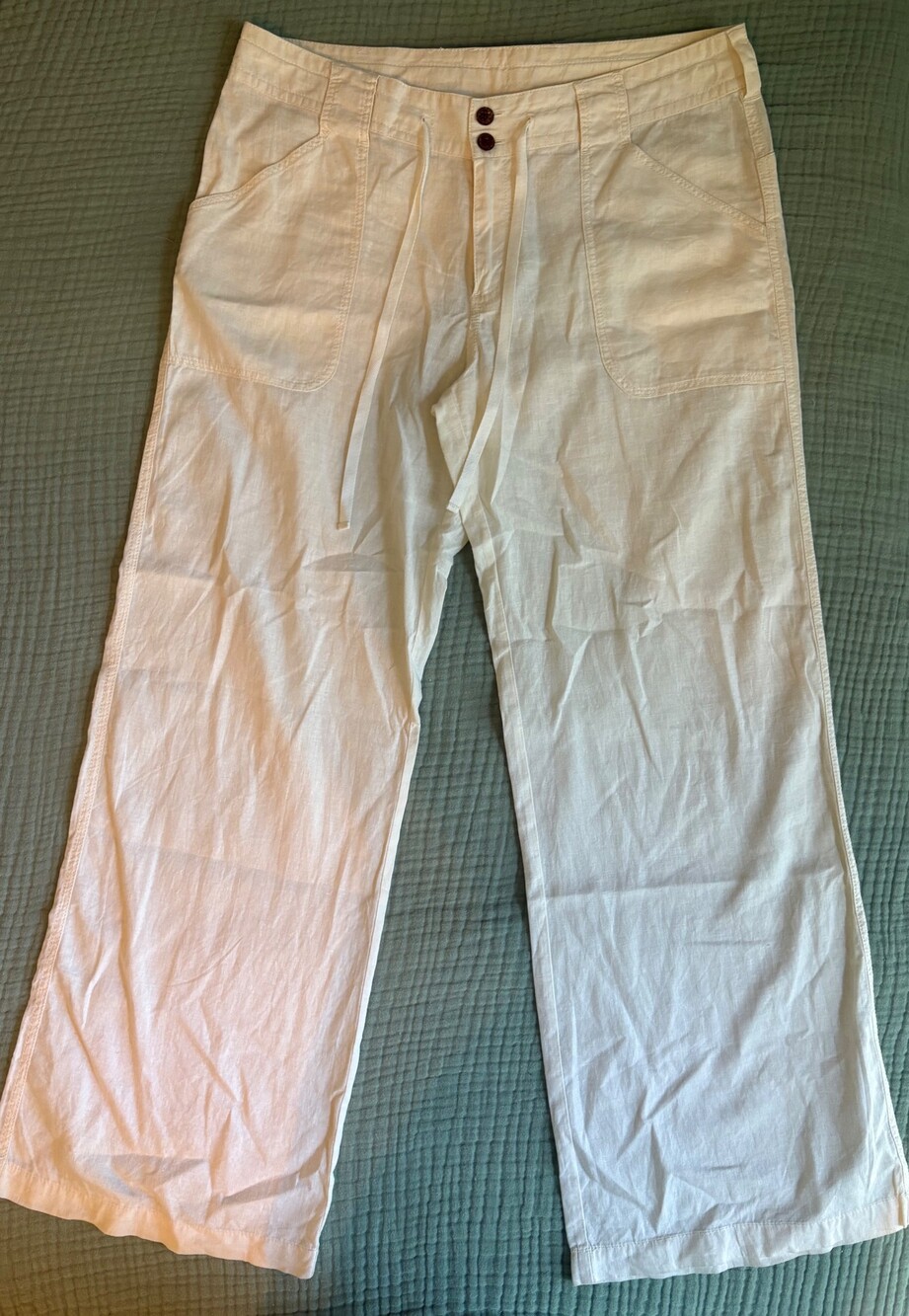 Patagonia Women's Size 12 White Hemp Cotton Blend Pants Drawstring Waist